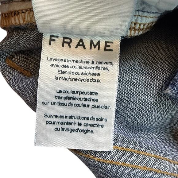 FRAME Le Crop Mini Boot Jeans Remsen Wash Blue Raw Hem Cropped Bootcut Size 25 - Picture 5 of 15